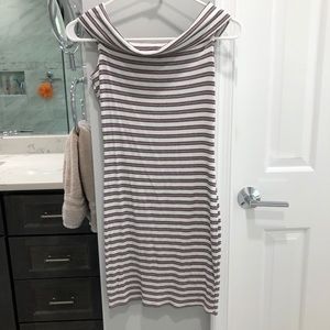 Papaya striped off the shoulder dress